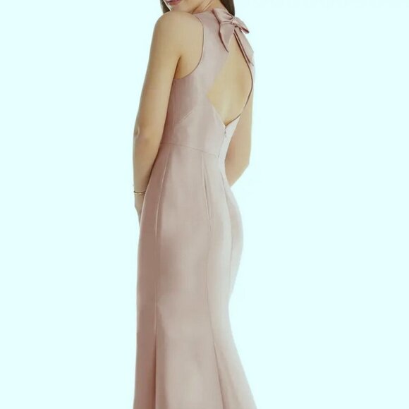 Alfred Sung D824 Toasted Sugar Jewel Neck Open Back Bow Gown - Picture 3 of 4